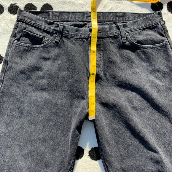 Wrangler Washed Faded Black Denim Straight Leg Dark Wash Classic Relaxed Fit Jea - Picture 10 of 13